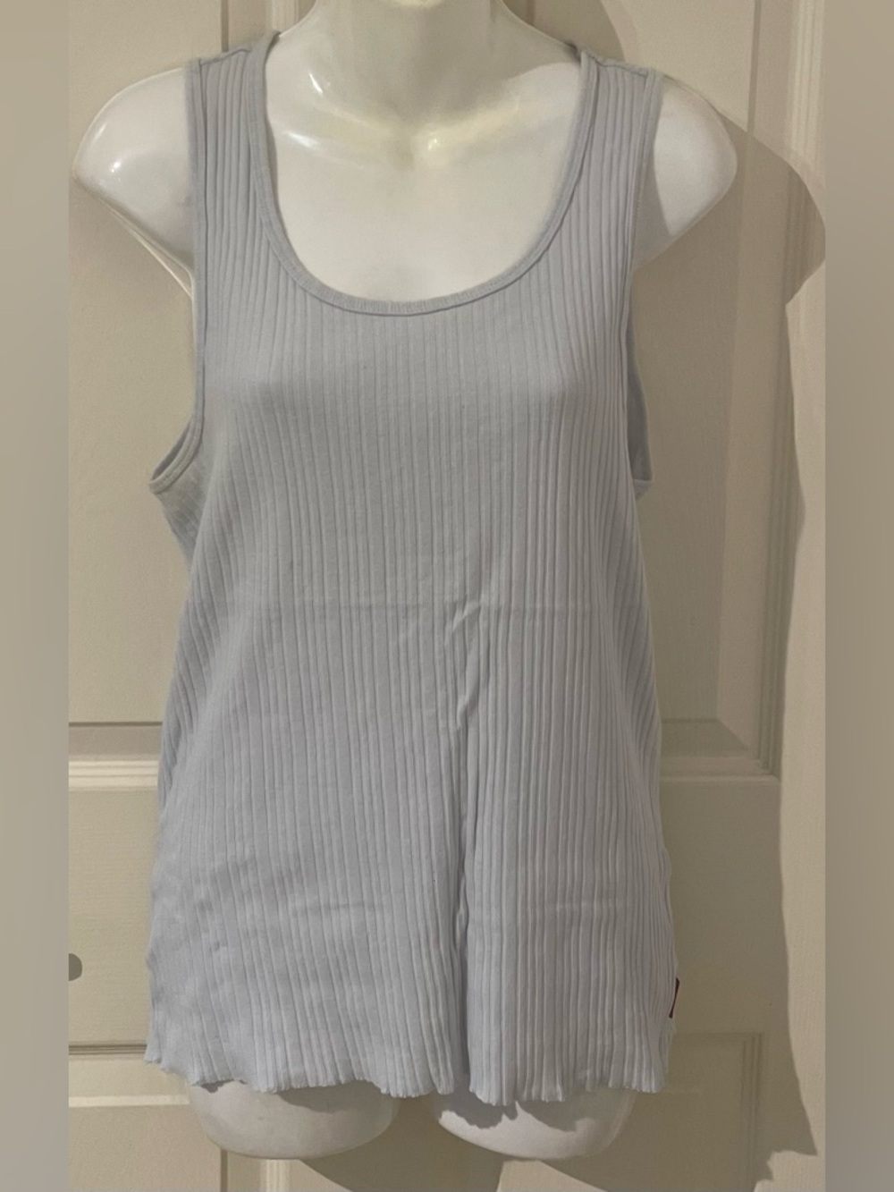 Guess White Ribbed Tank with Red Logo Tags